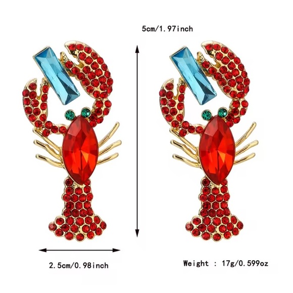 Betsey Johnson Lobster Crab Multi crystal earrings - Picture 3 of 3